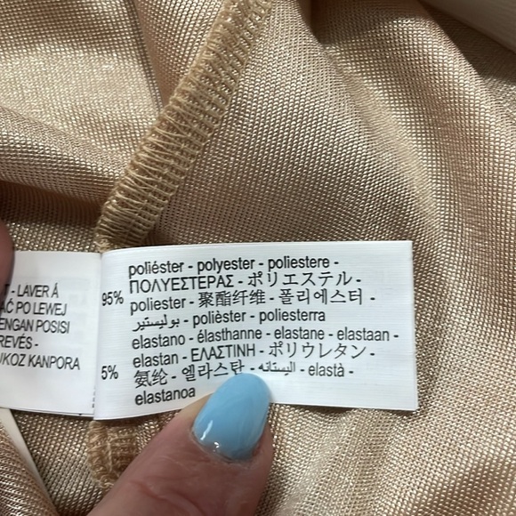 Zara Gold Shimmer Wide Leg Pants Pull on Womens M Flowy Lightweight Stretchy NWT - Picture 11 of 12